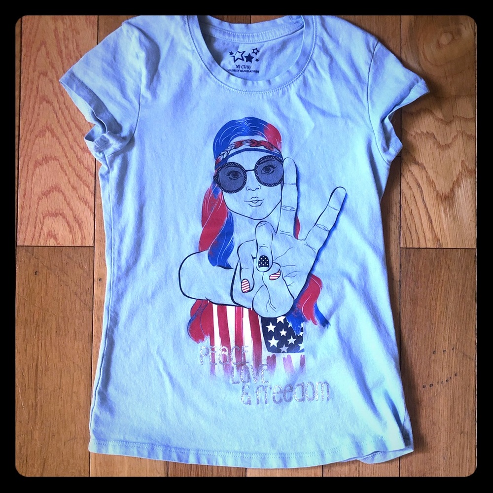 Girls Blue Patriotic T-shirt M (7/8)
